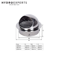 304 Stainless Steel External Wall Dome Grille / Vent - [Flange Size: 100MM (4