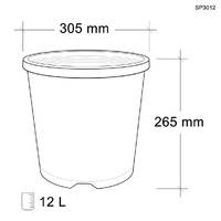 Anti-Root Spiral Round Garden 12L Black Pot - Number of Pots: 1