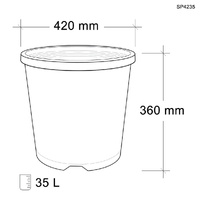 Anti-Root Spiral Round Garden 35L Black Pot - Number of Pots: 1