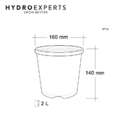 Anti-Root Spiral Round Garden Black Pot - 2L [Number of Pots: 1]