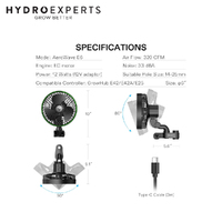Vivosun Aerowave E6 Grip Oscillating EC Clip-on Fan - 150MM | 12W | 320CFM