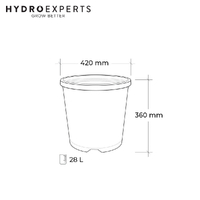 Anti-Root Spiral Round Garden Black Pot with Fleet - 28L [Number of Pots: 1]