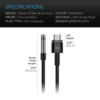 AC Infinity AI Climate Sensor - 24FT | Temp, Humidity & VPD | IP44