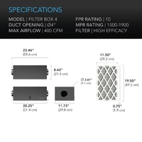 AC Infinity Inline Air Filter Box w/ MERV Filter - 100MM (4