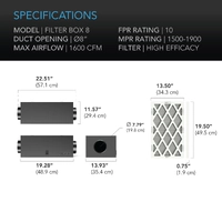 AC Infinity Inline Air Filter Box w/ MERV Filter - 200MM (8