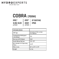 FOHSE Greenhouse LED Grow Light Cobra - 700W | 3.23 umol/J | IP66
