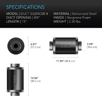 AC Infinity Inline Duct Silencer - 100MM (4