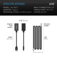 AC Infinity UIS Lighting Adapter Type-A - RJ11/12 | PWM & 0-10V Light Dimming