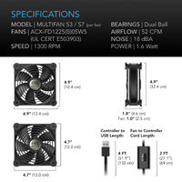 AC Infinity Multifan S3 USB Cooling Fan - 120MM | 52 CFM | Ultra Quiet | Dual Ball Bearing