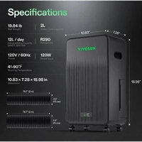 Vivosun Aerodrain Dehumidifier - D12 | 12L / Day | 2L Water Tank | 120W