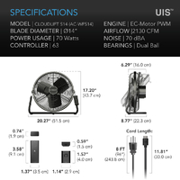 AC Infinity Cloudlift S14 Floor/Wall Mount EC Fan - 14