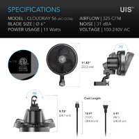 AC Infinity Cloudray S6 EC Clip Fan  – 150MM | 325 CFM | 10-Speed | IP54
