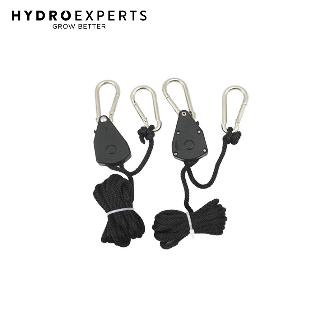 Ganci di Corda Regolabile Nylon Rope Max.68kg Hanger per Lampade Piante Grow Box Luci Nella Grow Room 4 Pezzi 1/8 Rope Ratchet 