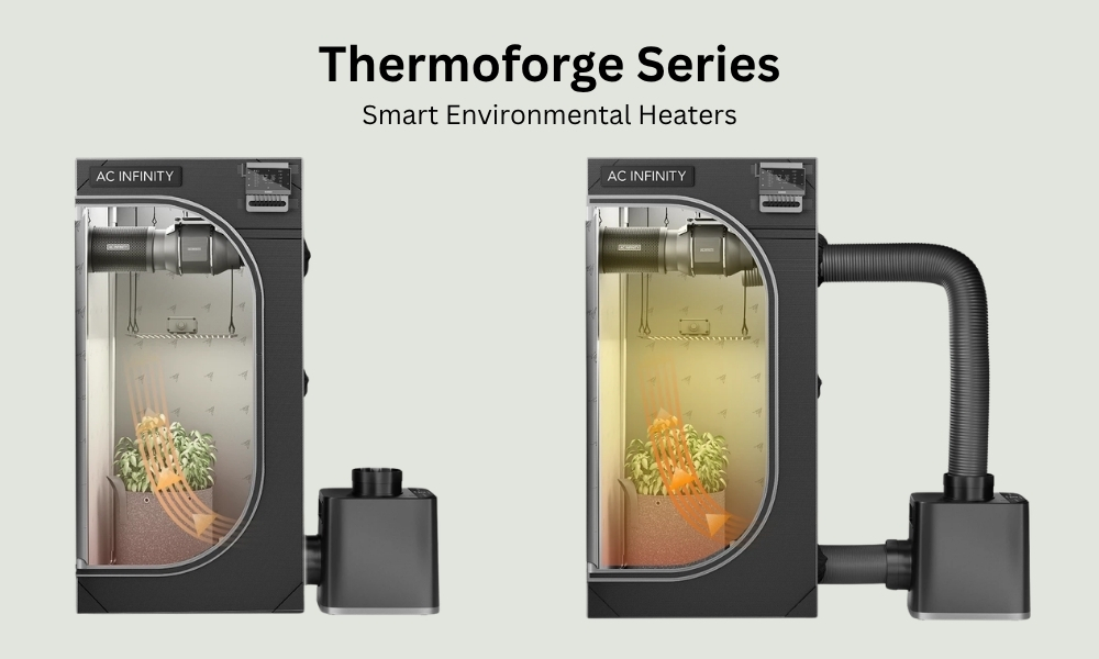 Grow tent heater with thermostat for indoor hydroponic growing environments