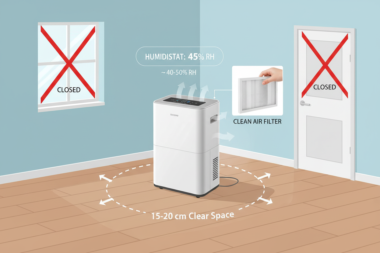 Place the dehumidifier