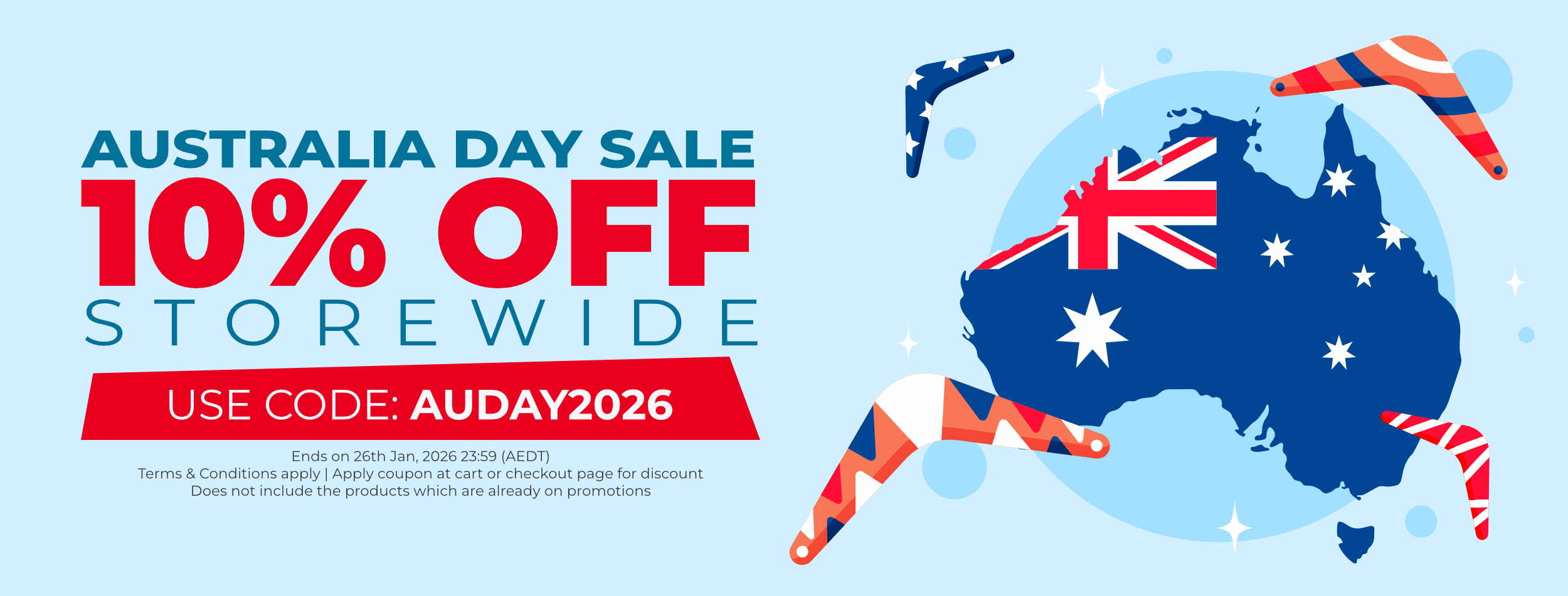 Australia Day Weekend Sale 2026 10% OFF Storewide