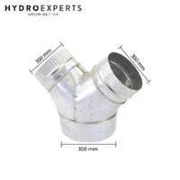 Y Duct 3 Way Connector - 12" x 12" x 12" (300MM - 300MM) | Inline | Fan | Air