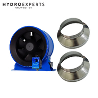 Phresh Hyper Mixed Flow Inline Ec Fan v2 w/ Controller - 125MM (5" Inch) | 125MM x 100MM Duct Reducer