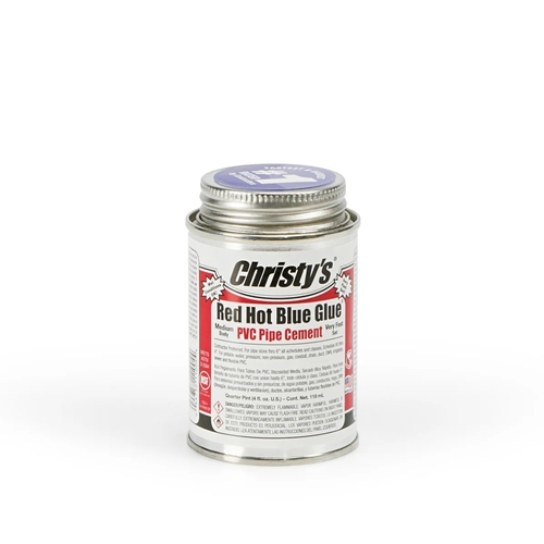 Christy's Red Hot Blue Glue PVC Cement - 118ML | Fast Set | Wet or Dry Application