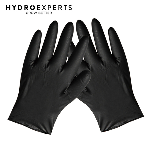 [100] x Disposable Black Nitrile Gloves - [Size: (Extra Large)]
