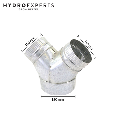 Galvanized Steel Y Duct Connector - 150MM x 100MM x 100MM