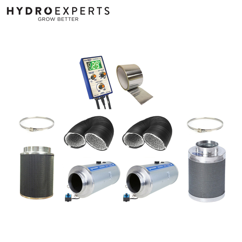 Hyperfan Silenced EC v2 150MM Intake + 150MM Exhaust Fan Complete Kit w/ v2 Climate Controller