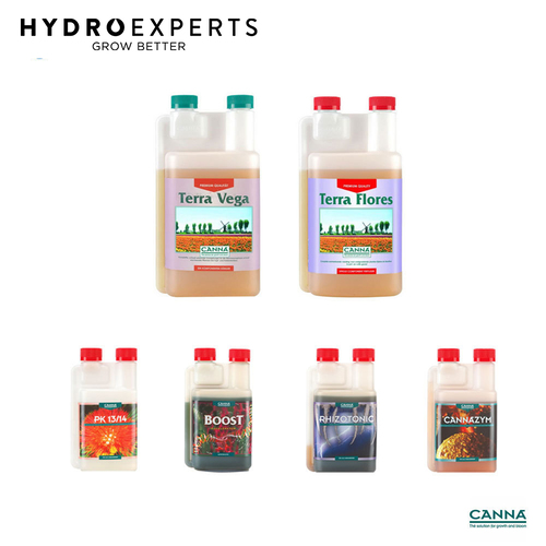 Canna Terra Vega & Flores (2 x 1L) + Rhizotonics + Cannazym + PK 13/14 + Boost 250ML Set