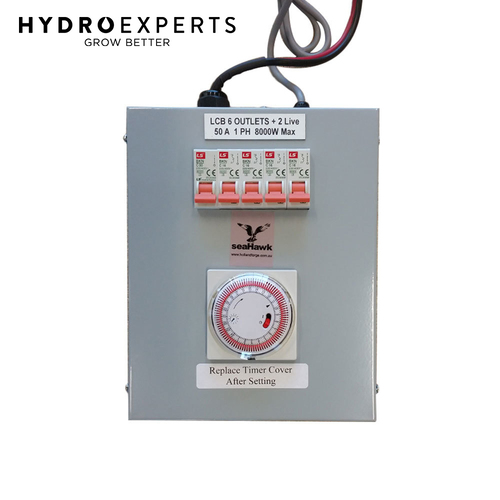 SeaHawk Heavy Duty Light Timer - 6 Outlet + 2 Live | 8000W | 50A | LMU | Made in Australia [Type: Hard Wired]